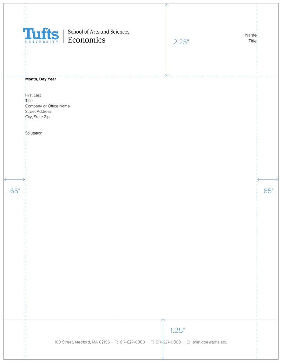 Arts and Sciences Economics Letterhead with labels 