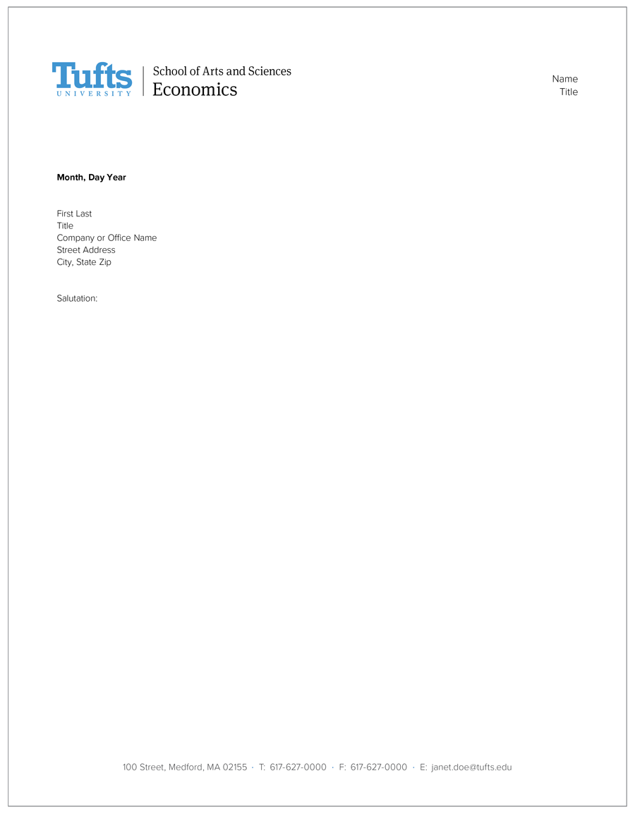 Arts and Sciences Economics Letterhead
